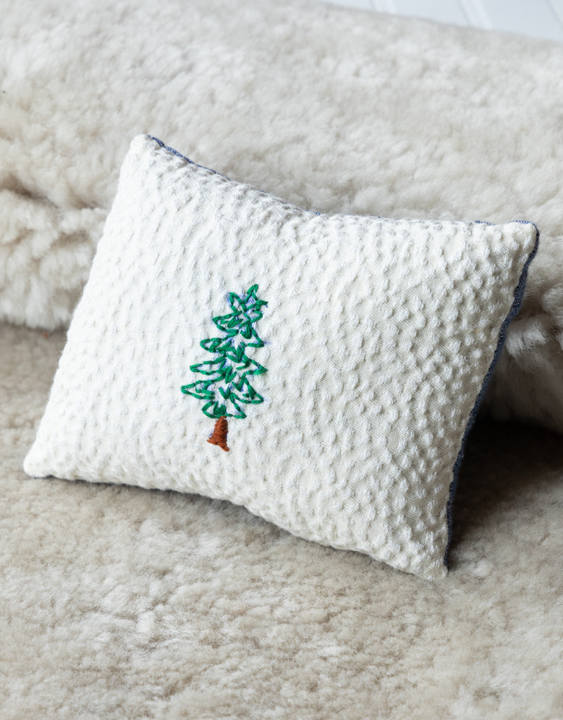 Lori Hall Locally Made Small Emb. Balsam Pillow w/ Tree