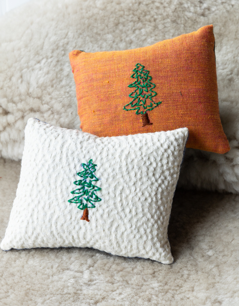 Lori Hall Locally Made Small Emb. Balsam Pillow w/ Tree