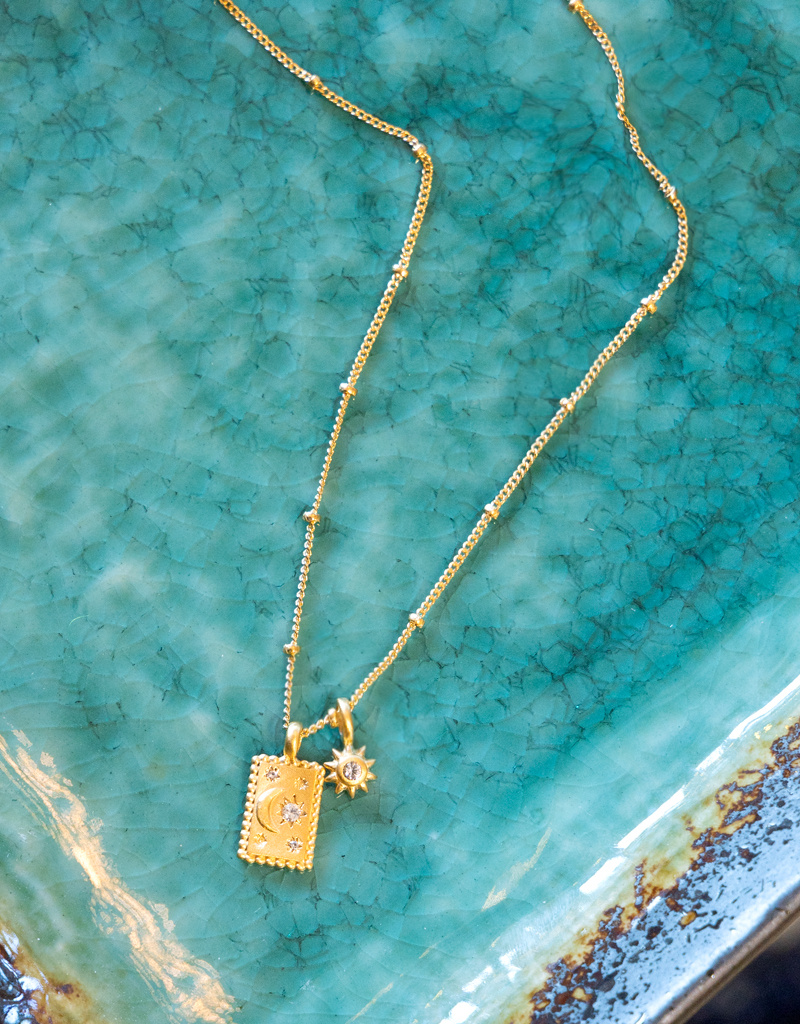 Satya Jewelry Empress Tarot Moonstone White Topaz Necklace