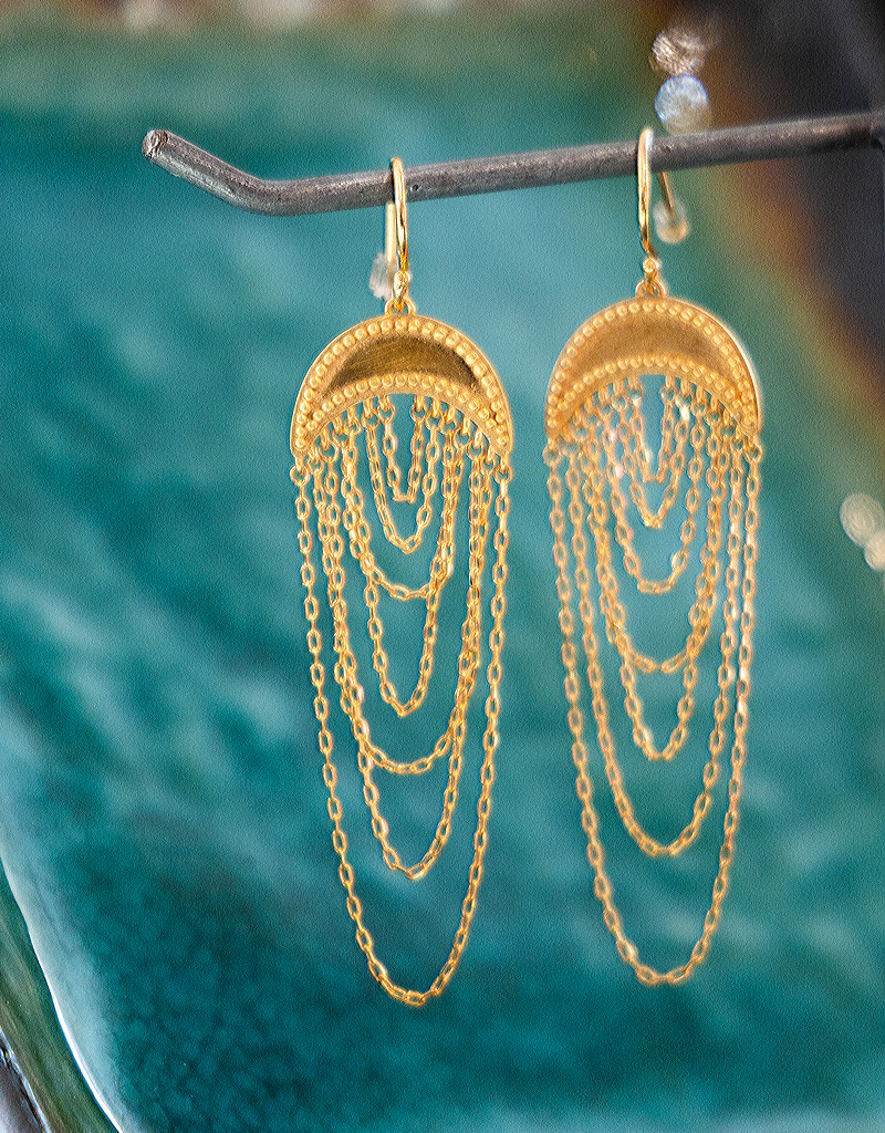 Satya Jewelry Scattered Moonlight Chain Moon Earrings