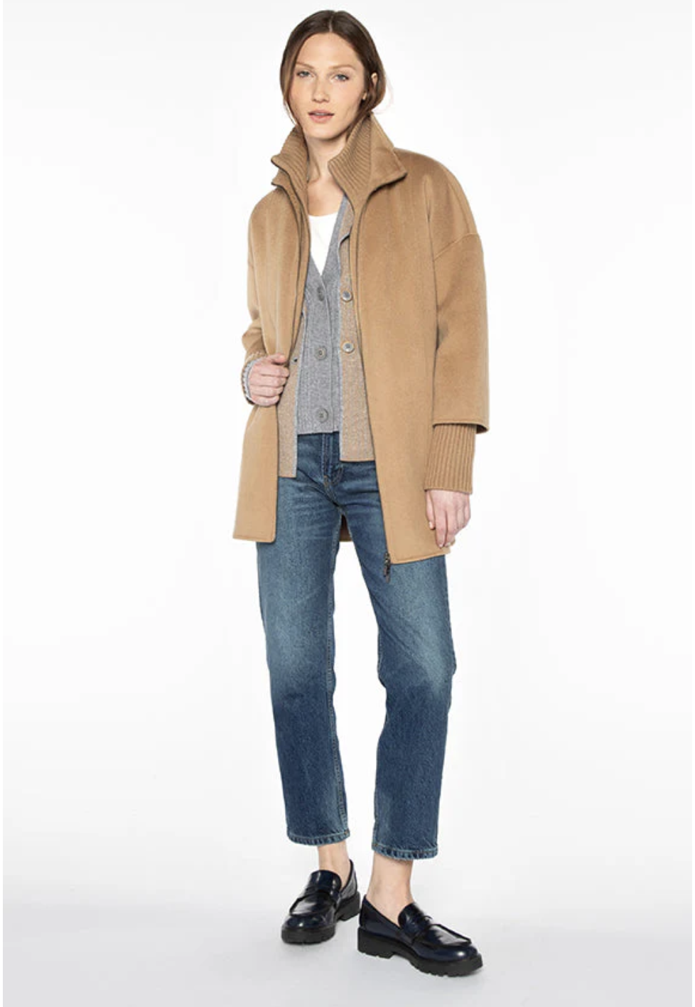 Kinross Cashmere Insert Zip Mock Coat