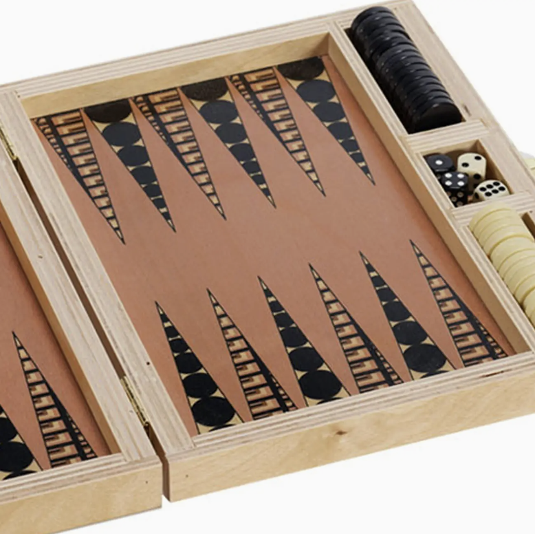 Wolfum Studio Hand Printed Birch Travel Backgammon Set