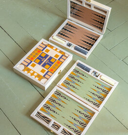Wolfum Studio Hand Printed Birch Travel Backgammon Set