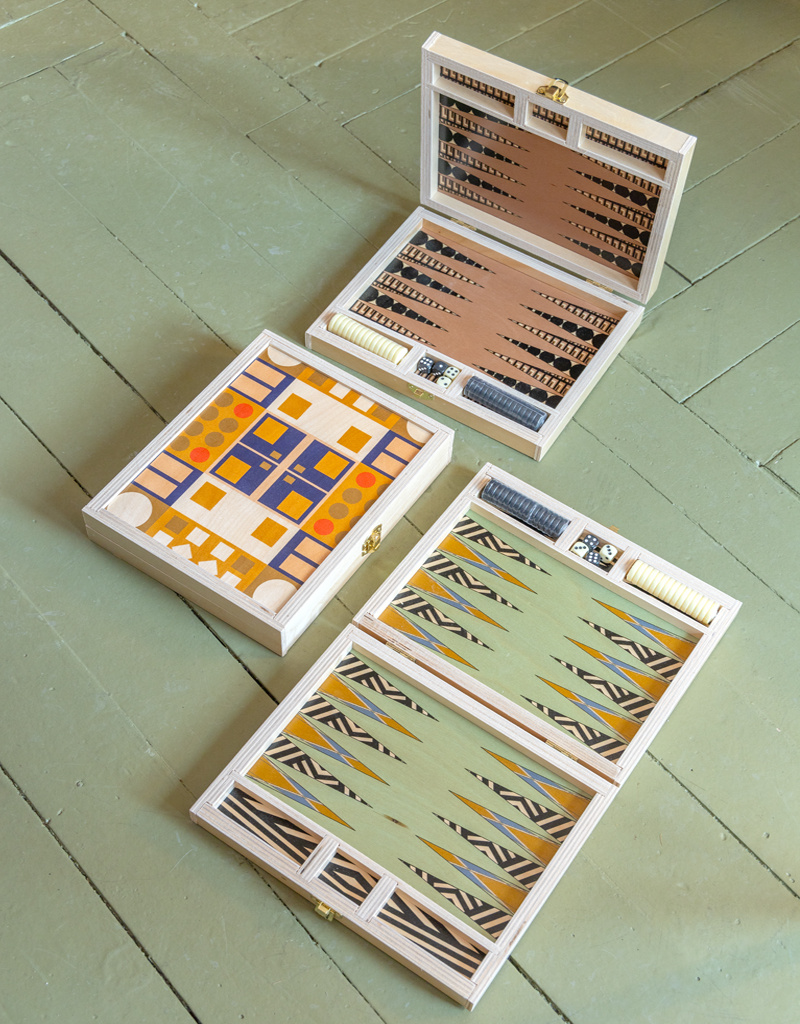 Wolfum Studio Hand Printed Birch Travel Backgammon Set