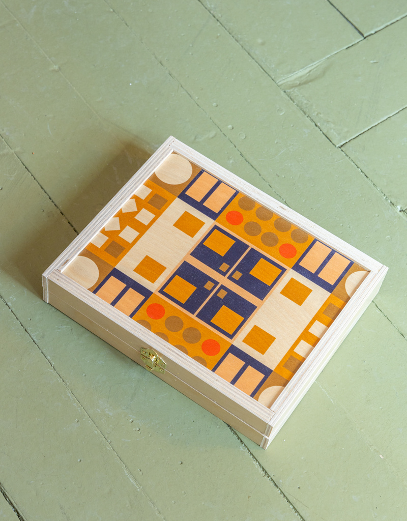 Wolfum Studio Hand Printed Birch Travel Backgammon Set
