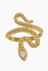 Satya Jewelry White Topaz Snake Dot RIng