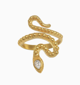 Satya Jewelry White Topaz Snake Dot RIng