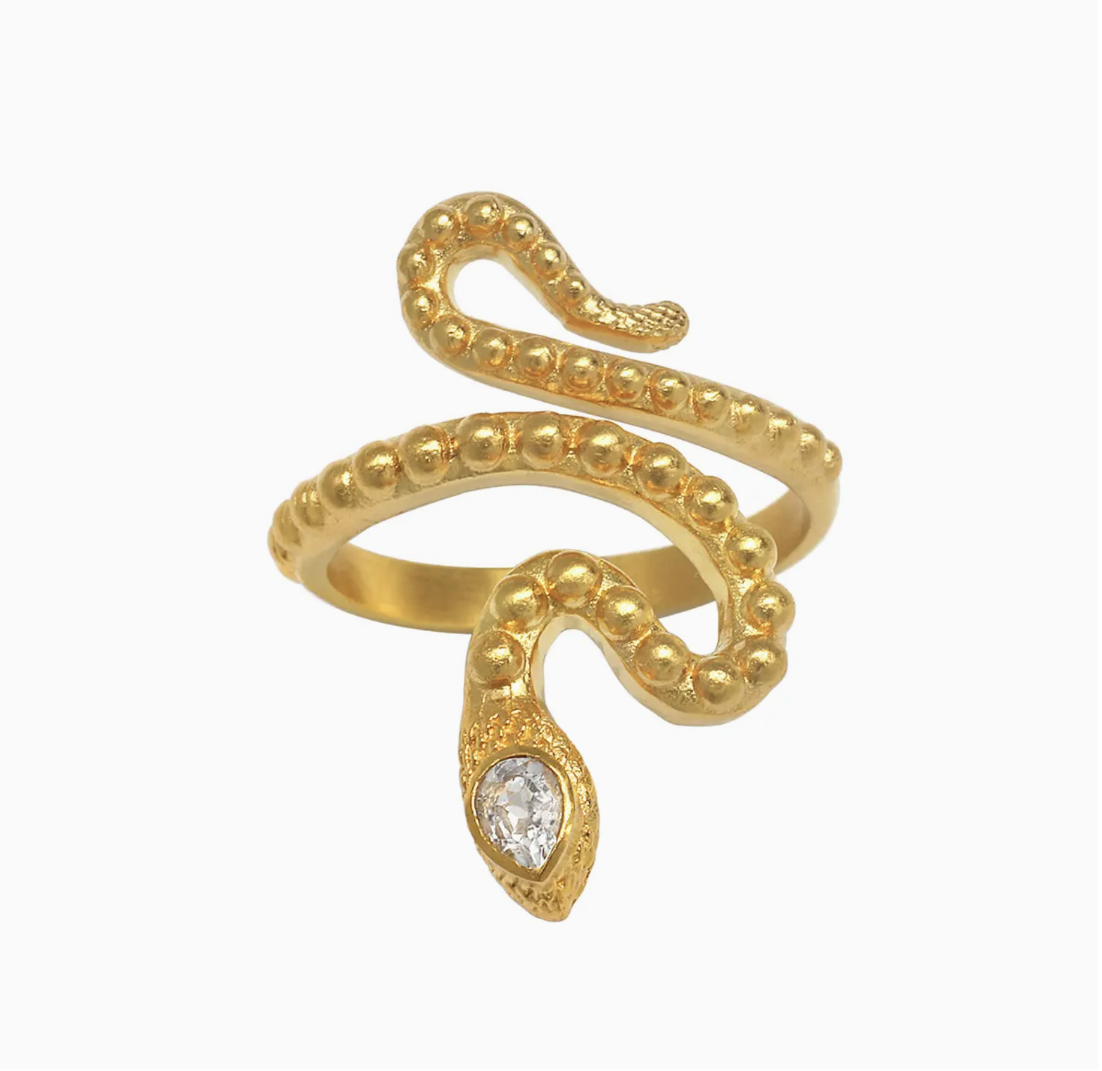Satya Jewelry White Topaz Snake Dot RIng