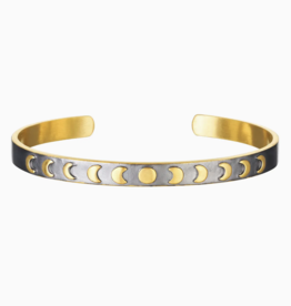Satya Jewelry Black & Gold Moon Phase Cuff 18k Gold Plate