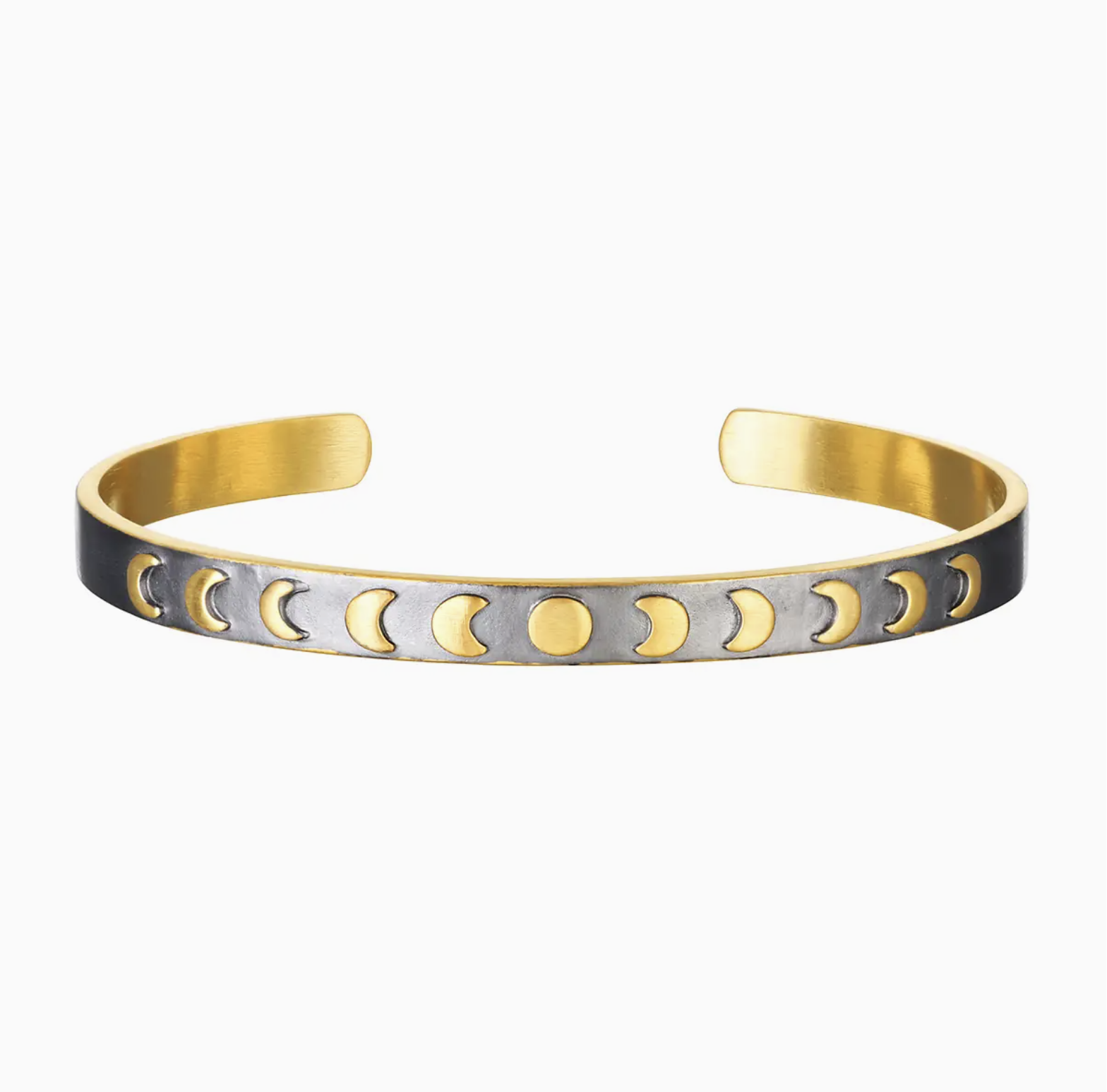 Satya Jewelry Black & Gold Moon Phase Cuff 18k Gold Plate