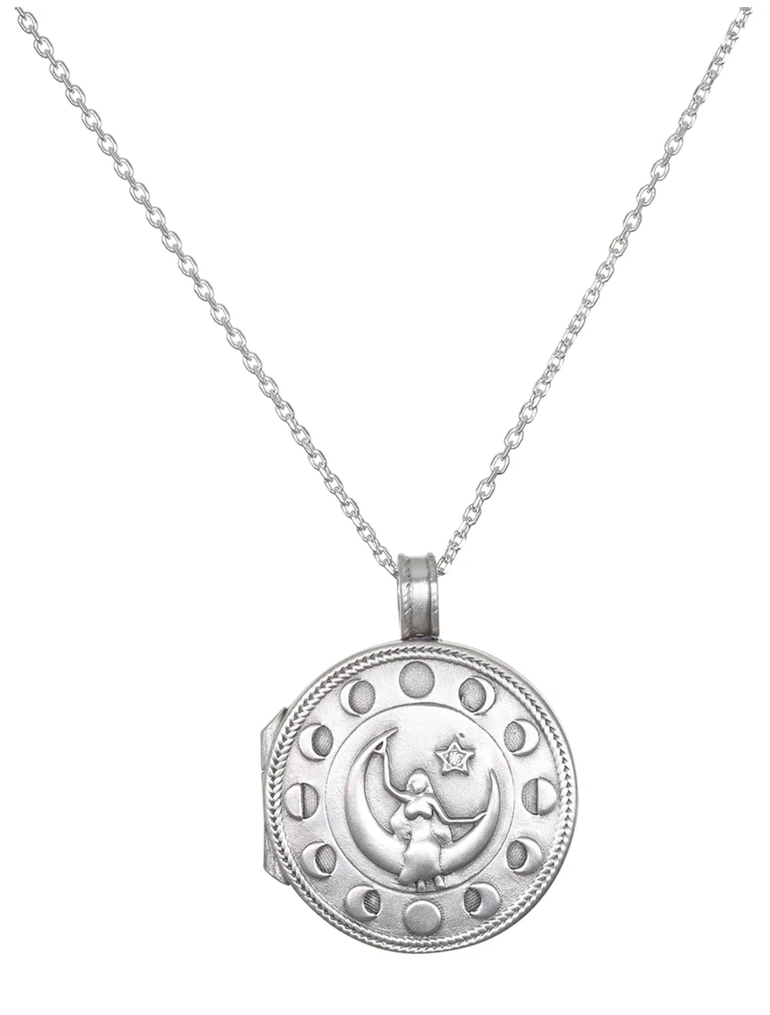 Satya Jewelry Mother Moon  Sterling Silver.Locket Necklace