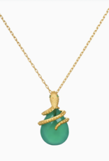 Satya Jewelry Green Onyx Dot Snake Necklace 18 in