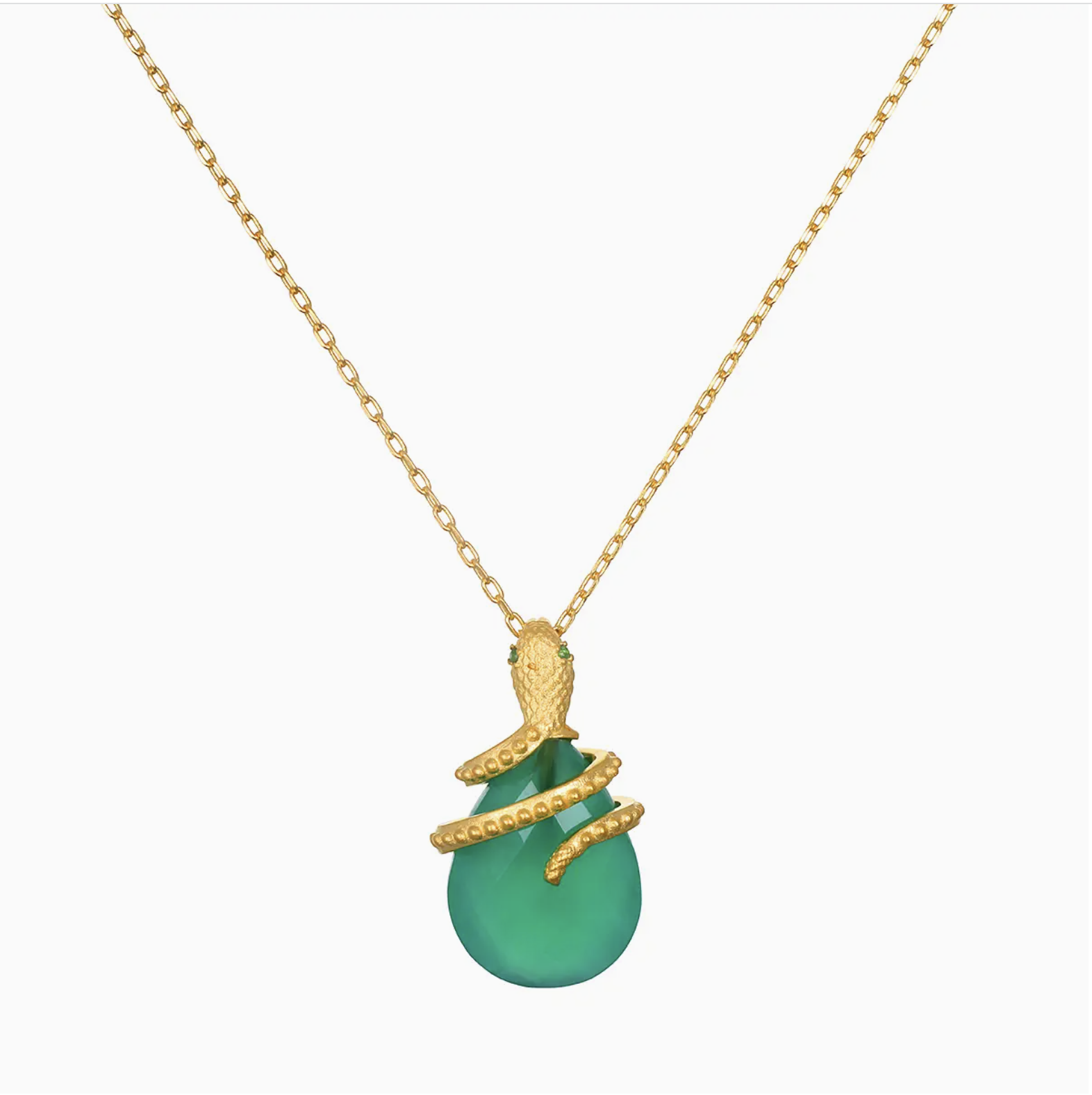 Satya Jewelry Green Onyx Dot Snake Necklace 18 in