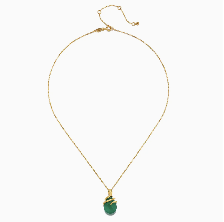 Satya Jewelry Green Onyx Dot Snake Necklace 18 in