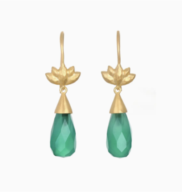 Satya Jewelry Green Onyx Lotus Drop Earrings