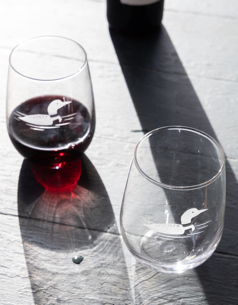 The Birch Store Loon Stemless Wine  Glass