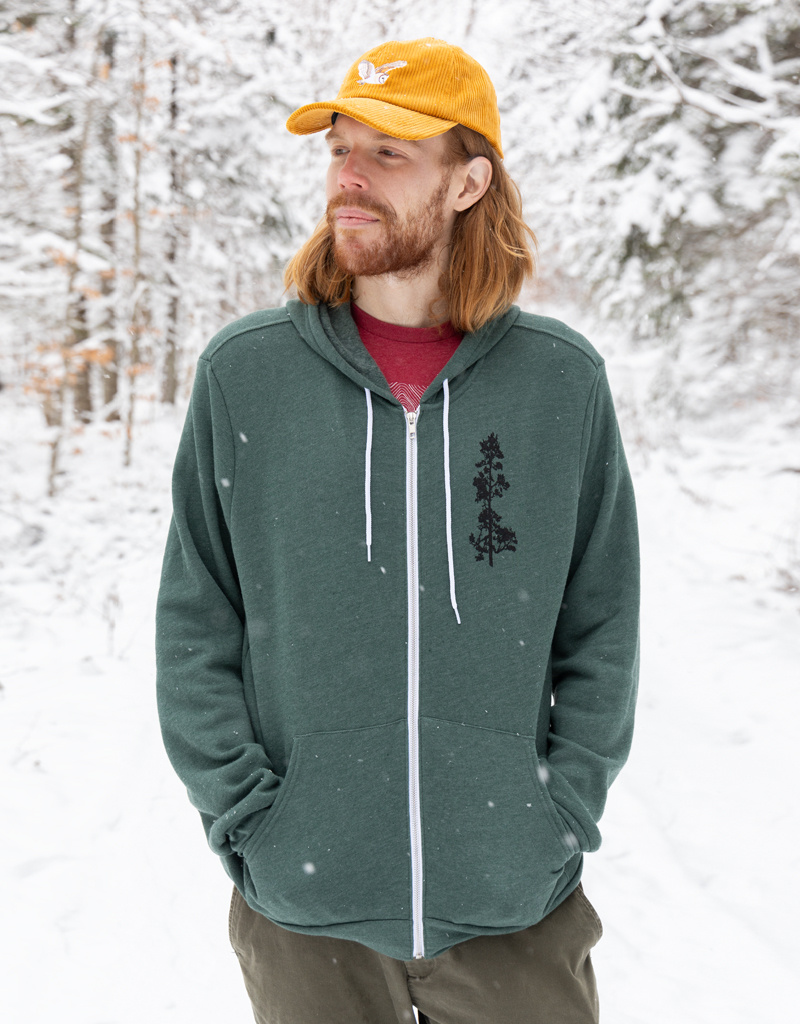 Salty Raven Zip Hoodie Pine Tree & Flock of Birds