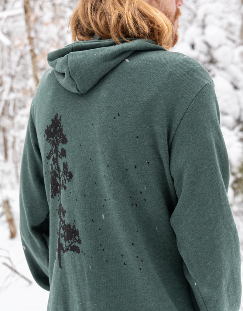 Salty Raven Zip Hoodie Pine Tree & Flock of Birds