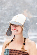 SUNROZ Sauna Hat Ball Cap Felted Gray & White