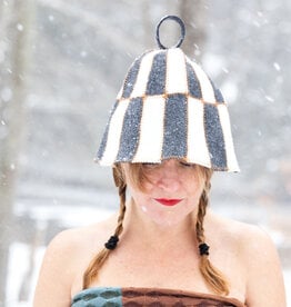 SUNROZ Sauna Hat Felted Gray & White