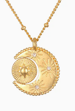 Satya Jewelry 18k Gold Plated Spinning Celestial Pendant Necklace
