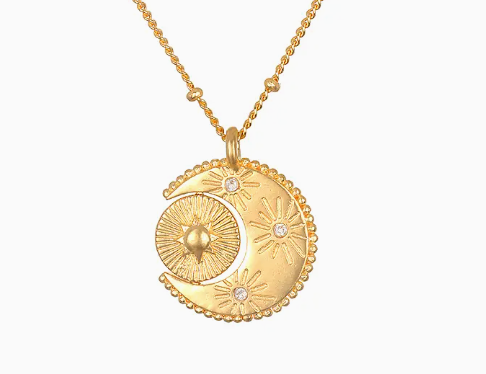 Satya Jewelry 18k Gold Plated Spinning Celestial Pendant Necklace