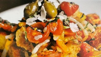 Panzanella aux tomates cerises grillées