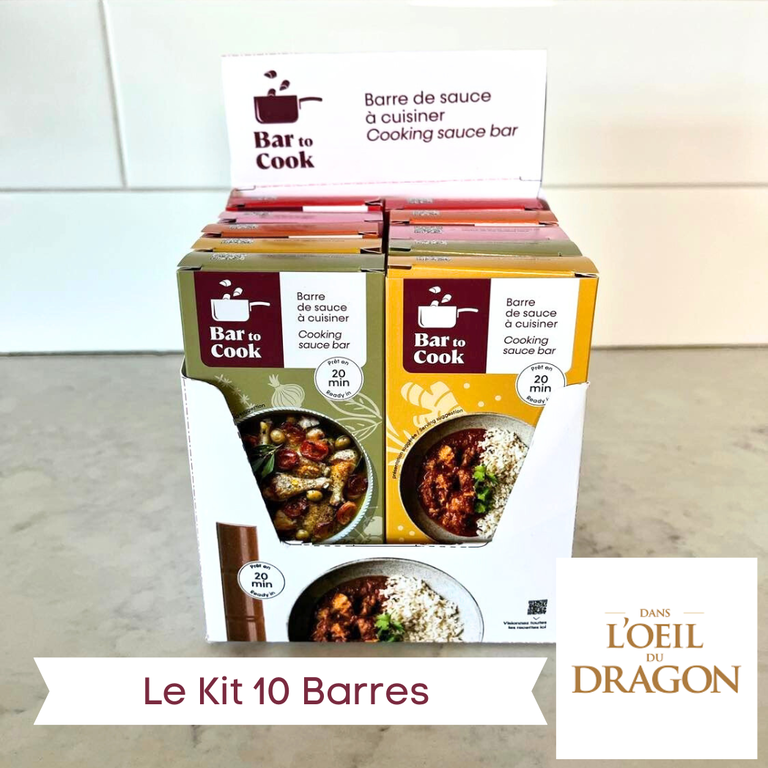 Bar to cook x"Kit 10 Barres" Dans l'OEil du Dragon pourdécouvrir les 5 délicieuses saveurs de barres desauce