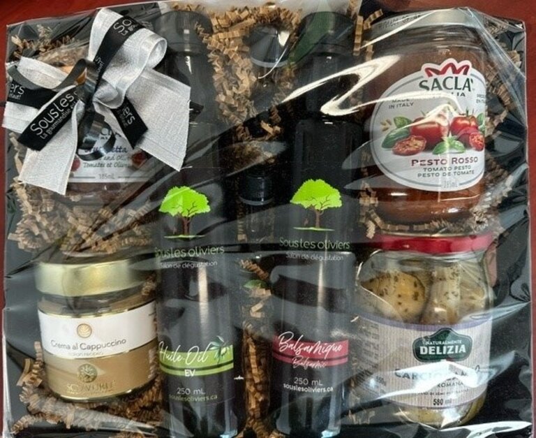 Sous les Oliviers Panier / boite noir cadeau Gourmet ITALIEN