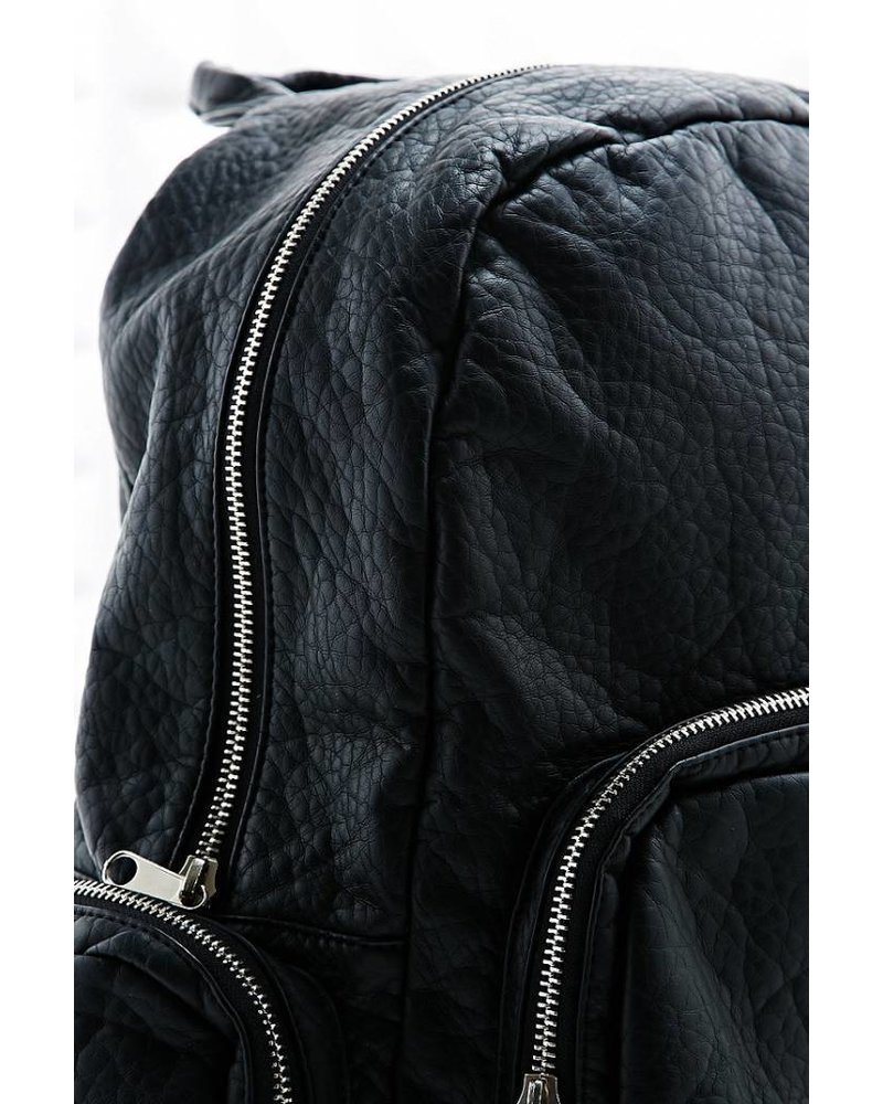 Black leather backpack