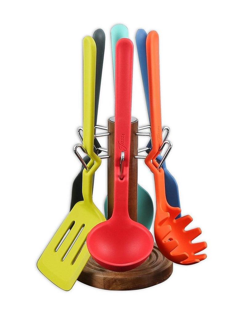 7 pc Fiesta® Silicone Multi Color Utensil Set with Acacia Wood Stand