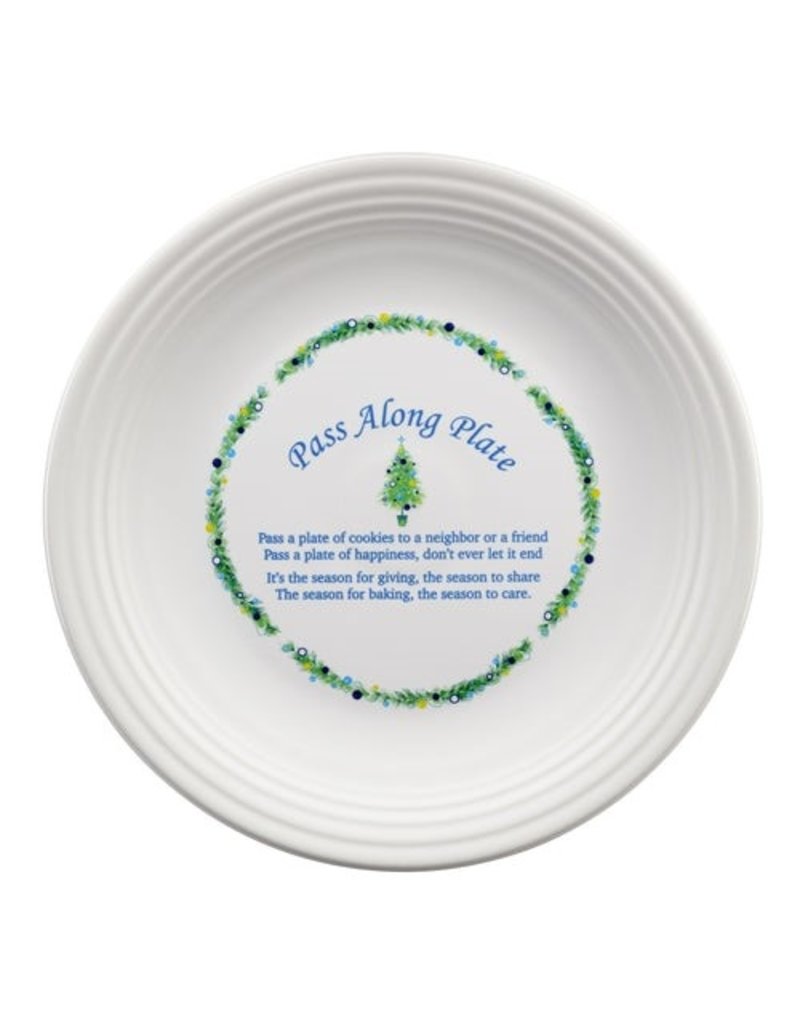 The Fiesta Tableware Company Chop Plate Pass Along Blue Christmas Tree on White 11 3/4