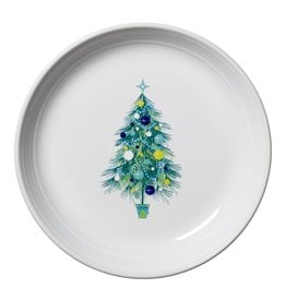 The Fiesta Tableware Company Blue Christmas Tree on White Luncheon Bowl Plate