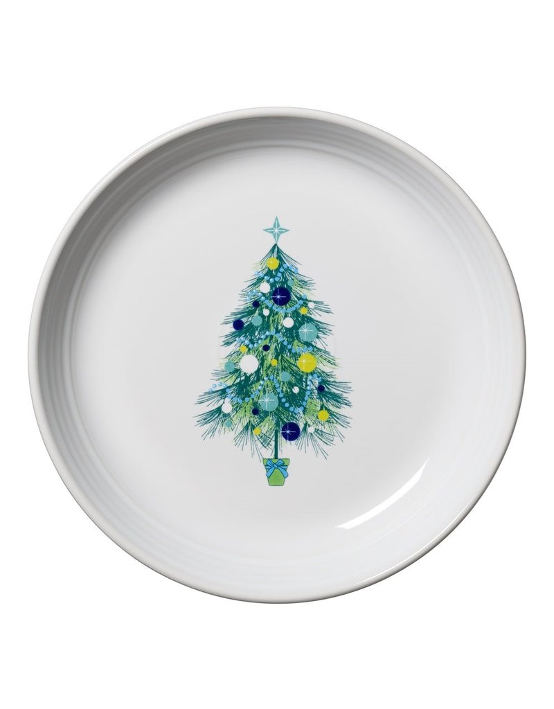 The Fiesta Tableware Company Blue Christmas Tree on White Luncheon Bowl Plate