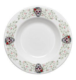 Sugar Skull and Vine Border 12" Pasta Bowl