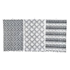 28”x18” Cotton Tea Towel black and white w/ Pom poms