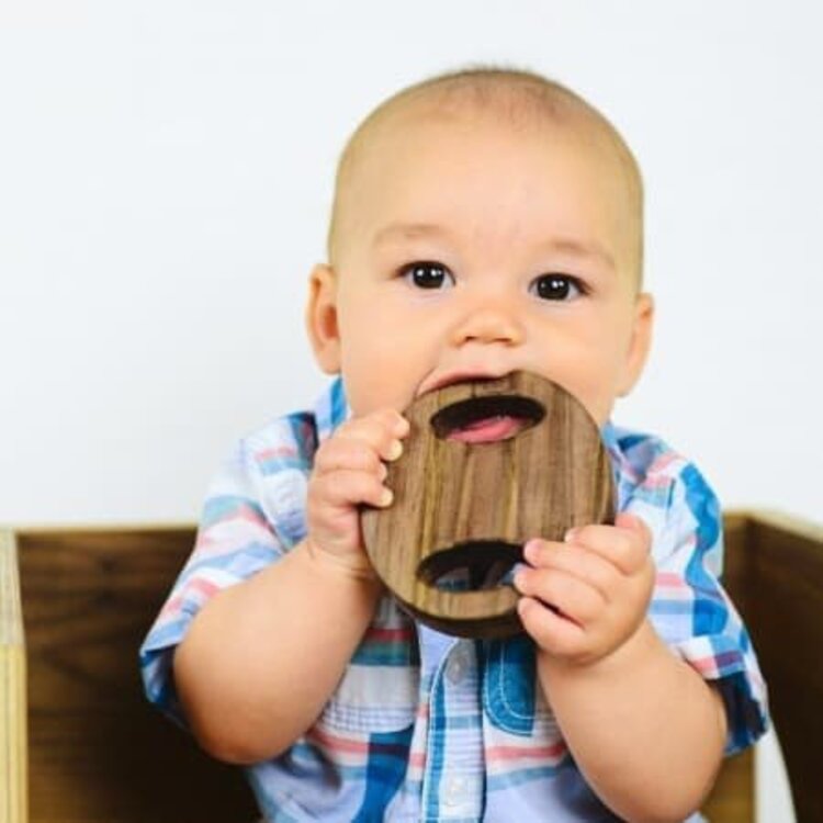 Baby Rattle Toy in Walnut