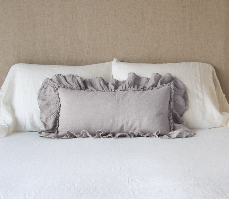 Linen Whisper Kidney Throw Pillow