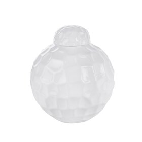 Round White Dimpled Jar
