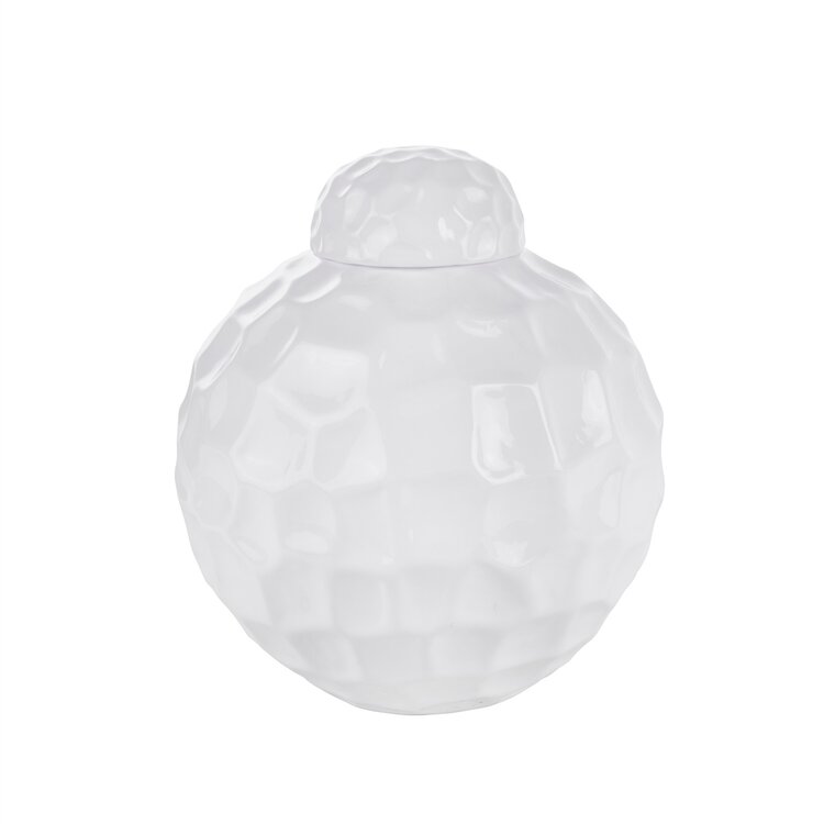 Round White Dimpled Jar