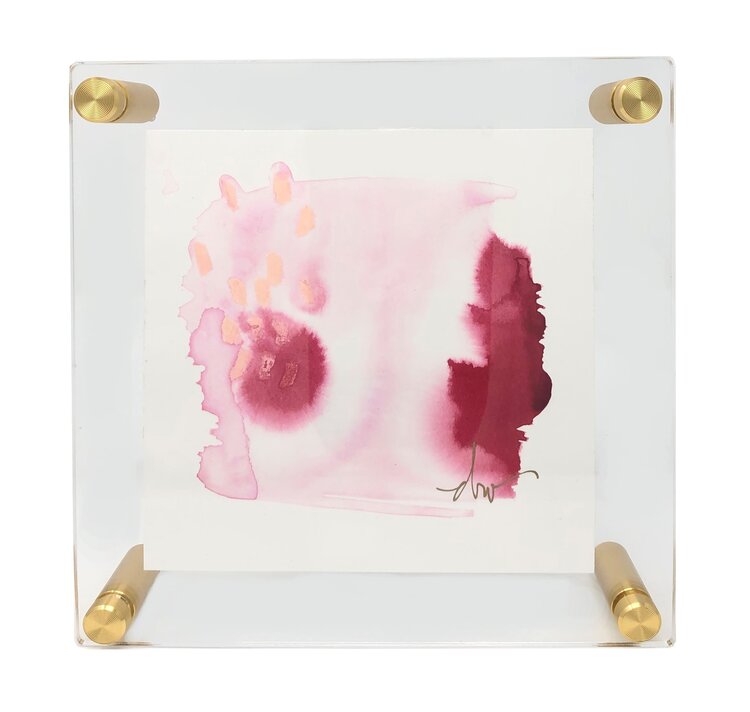 "Blush" & "Tangerine" Beth Winterburn art in acrylic frame 8x8