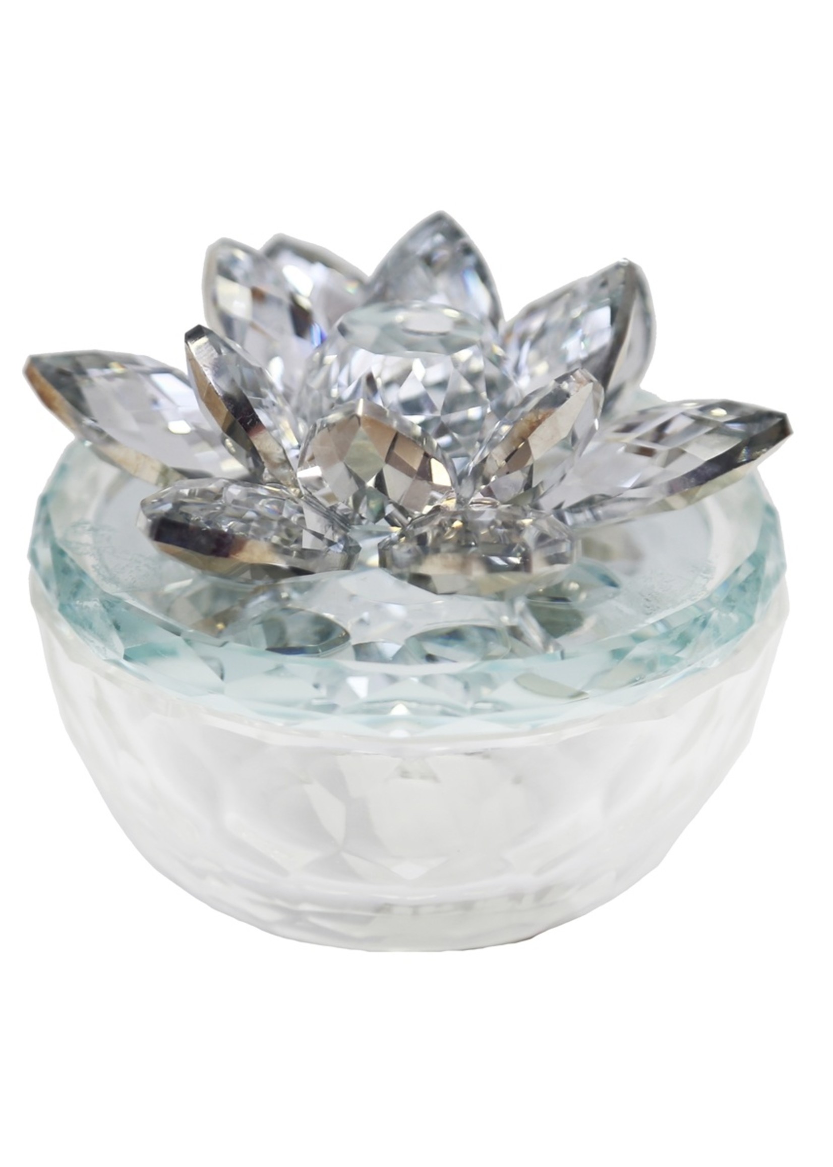 Glass Trinket box clear w/ silver top BlairHaus Interiors and Home