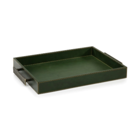 Rectangular Leather Tray Green