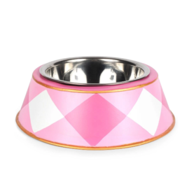 Plaid Pet Bowl Pink
