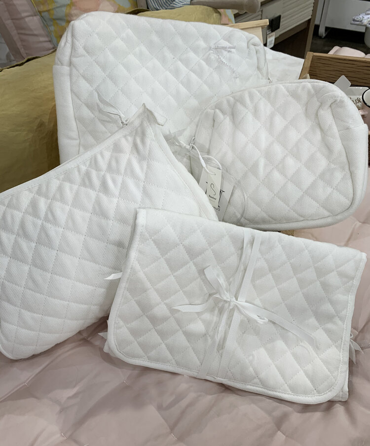White Quilted Gusset Bag
