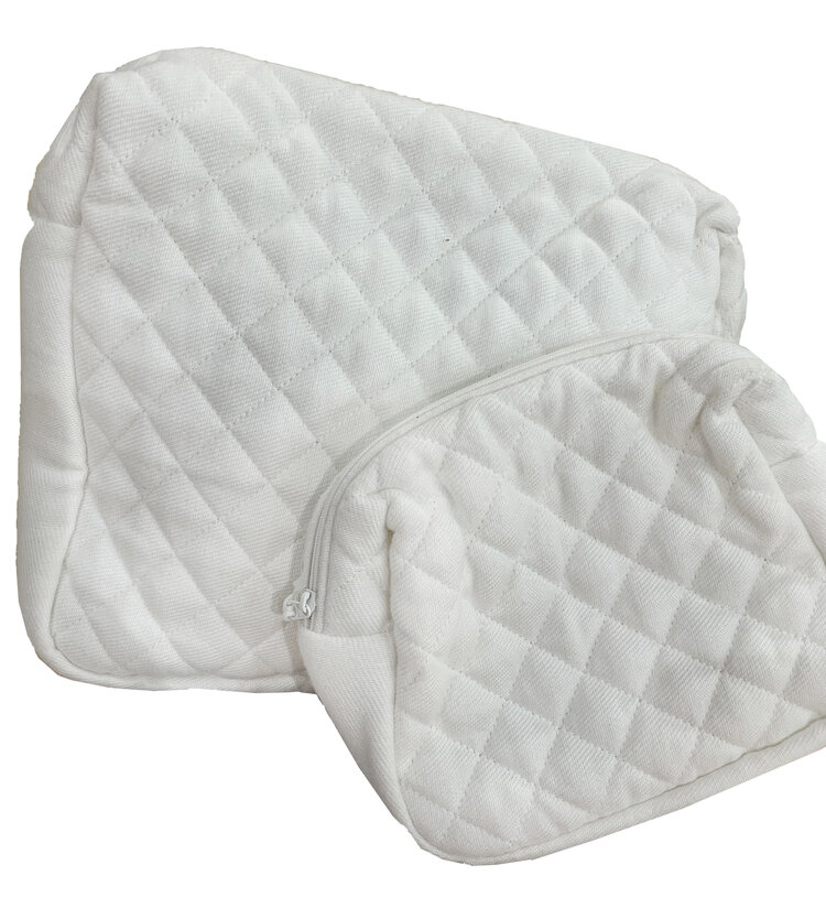 White Quilted Gusset Bag