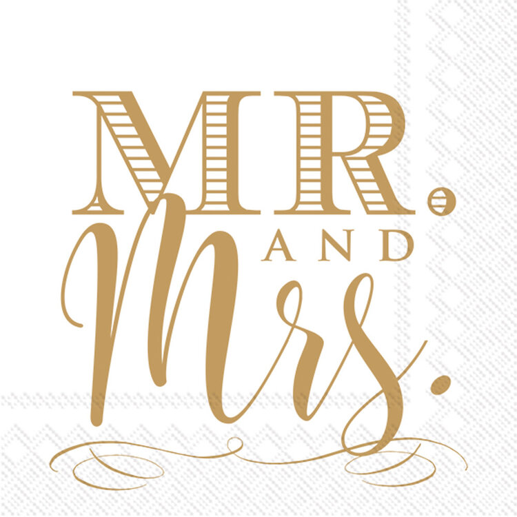 Mr & Mrs Gold Cocktail Napkin