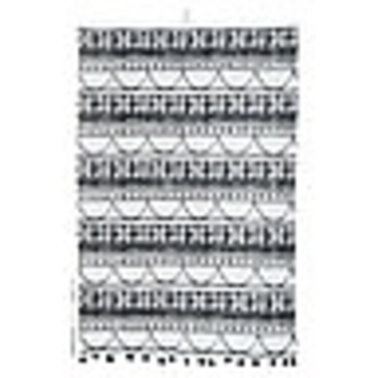 28”x18” Cotton Tea Towel black and white w/ Pom poms