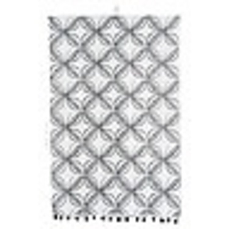 28”x18” Cotton Tea Towel black and white w/ Pom poms