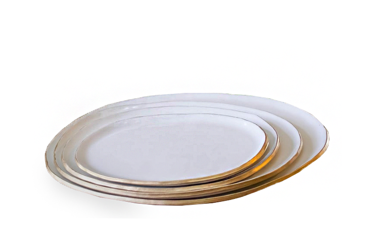 Oval Platter White/Gold